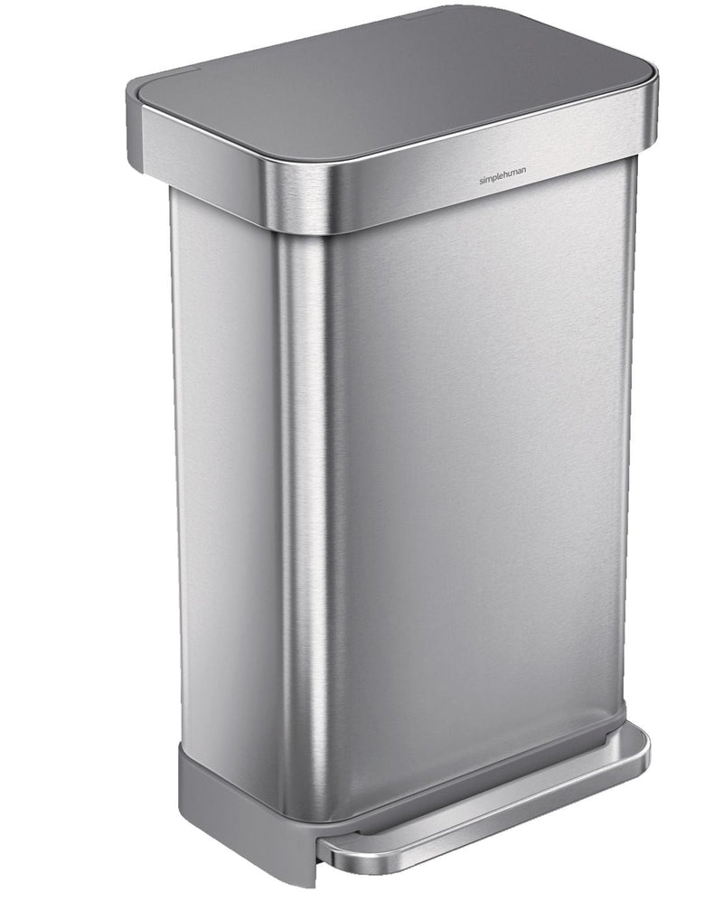 Stainless Steel and Plastic Rectangular Step Garbage Can, 45-L G7897