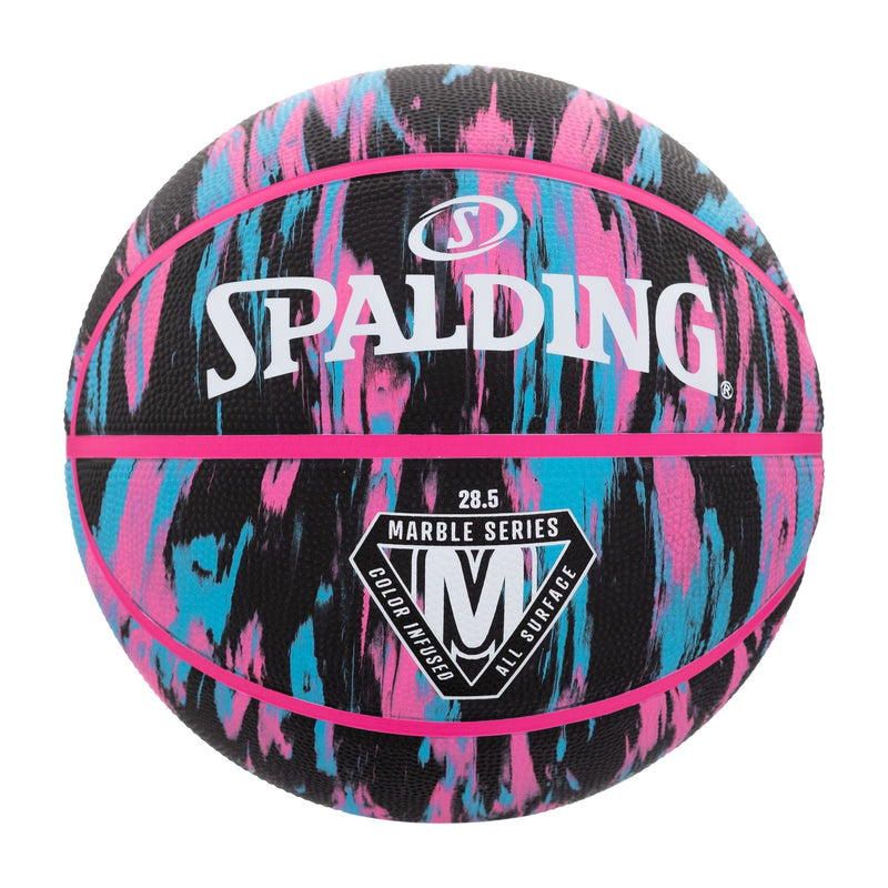 Marble Series 4Her Outdoor Rubber Basketball, Size 6 (28.5-in), Black/Pink T4580