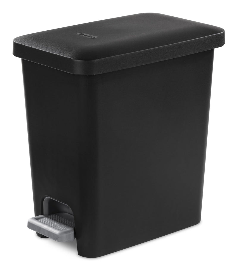Ultra Plastic Rectangular Step Garbage Can, Black, 10.2-L K2815