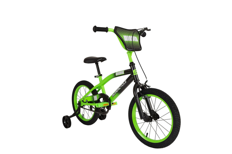Misfit Kids' Bike with Training Wheels, 16-in, Green B8873