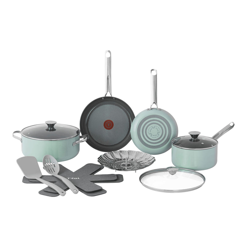 Ceramic Inspire Non-Stick Cookware Set, Dishwasher & Oven Safe, Mint, 12-pc K4304
