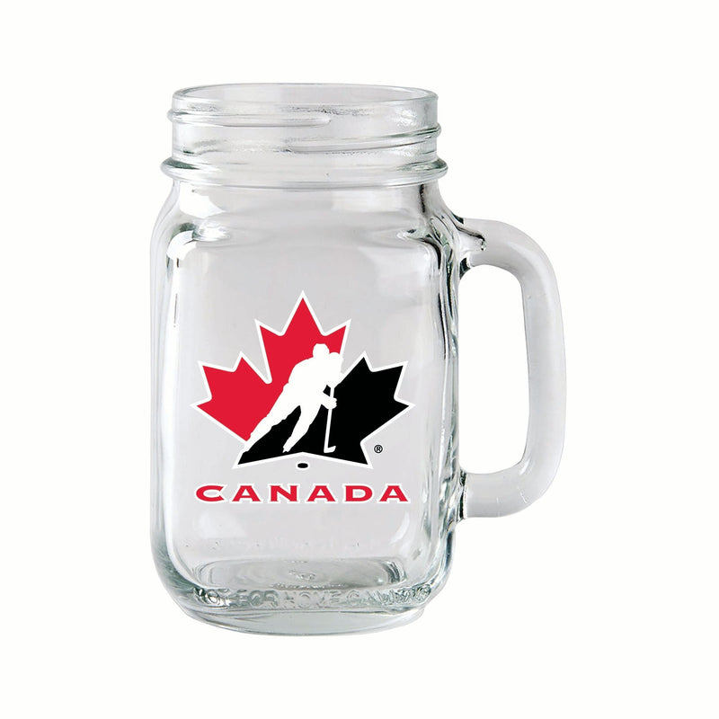 Glass Mason Mug, Reusable Drinking Jar with Handle, Clear, 14-oz H1576