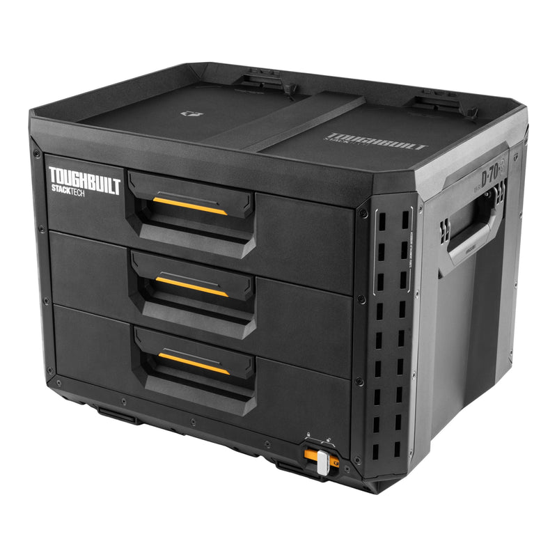XL 3-Drawer Auto-Locking Portable Modular Tool Box, Black S1783