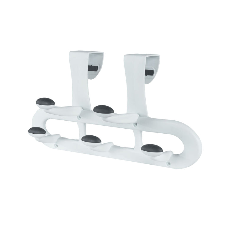 Plastic 5-Hook Over the Door Hook, White, 13-in Q1170