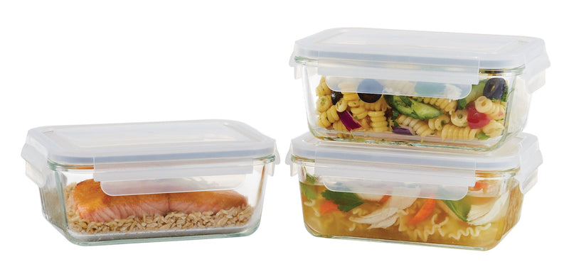 Glass Clip Lid Food Storage Container Set Leakproof, 980-mL, 3 Count M1988
