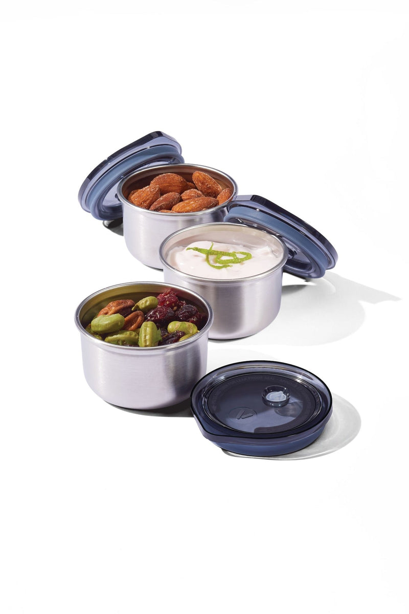 Leakproof Stainless Steel Mini Food Storage Pots and Lids, 3 Count S8458