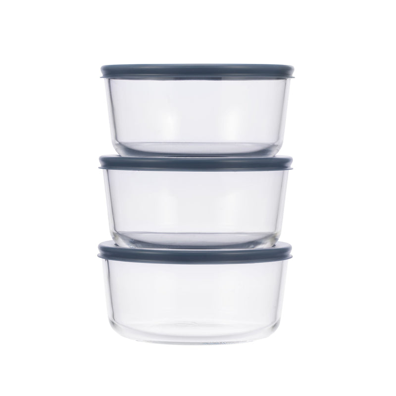 Round Glass Food Storage Container Set with Lids, 6-pc I1266