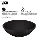 Cavalli Round Vessel Bathroom Sink/Basin with Consistent Matte Finish, Black