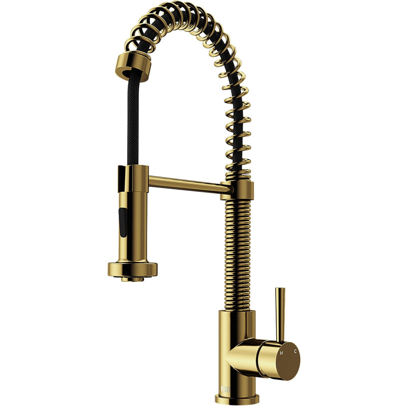 Edison Single Handle Pull Down Sprayer Kitchen Faucet, Matte Gold U7503