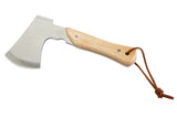Mini Pack Axe, Steel Single-Bit Hatchet Axe with Wooden Handle, Leather Sheath & Strap