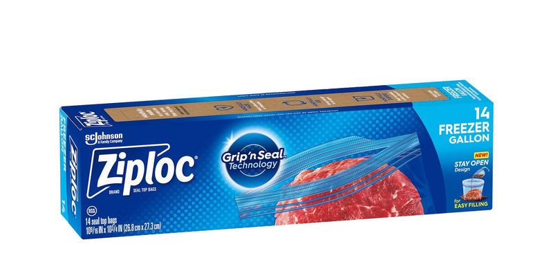 Large Plastic Freezer Bags, 3.78-L, 14-pk R5899