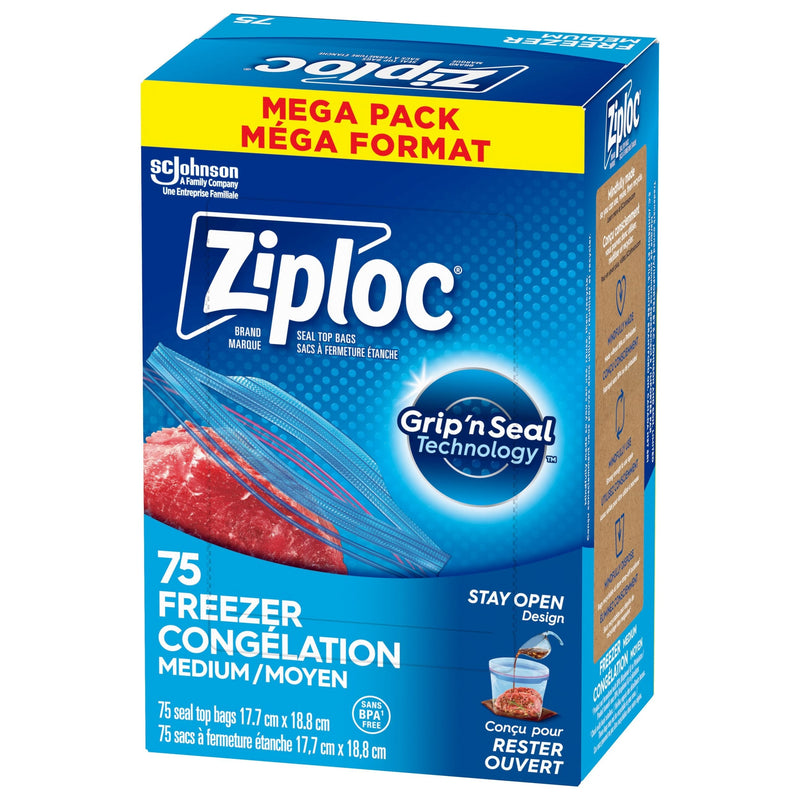 Medium Plastic Freezer Bags Mega Pack, 520-mL, 75-pk Y5841