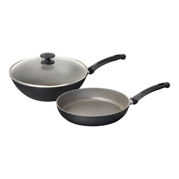 3-Piece Frying Set with 28-cm Frypan and 30-cm Wok J1480